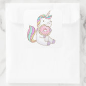 Sticker Carré Doughnut d'Unicorne (Sac)