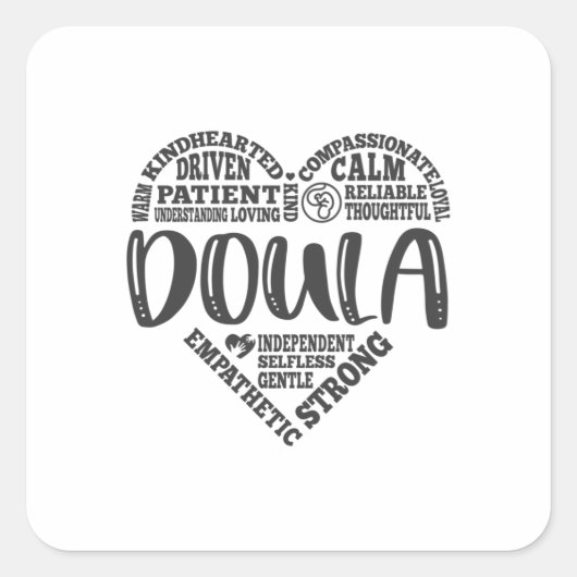 Sticker Carré Doula, soutien à la grossesse, accouchement (Devant)