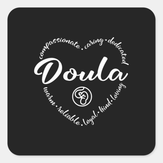 Sticker Carré Doula, soutien à la grossesse, accouchement (Devant)