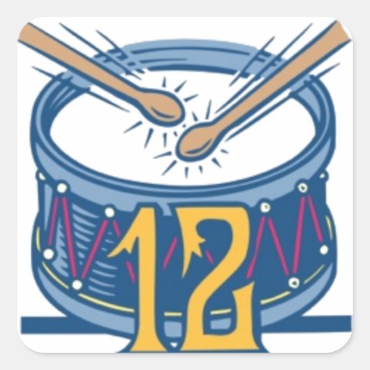 Sticker Carré Douze tambours à tambour (Devant)