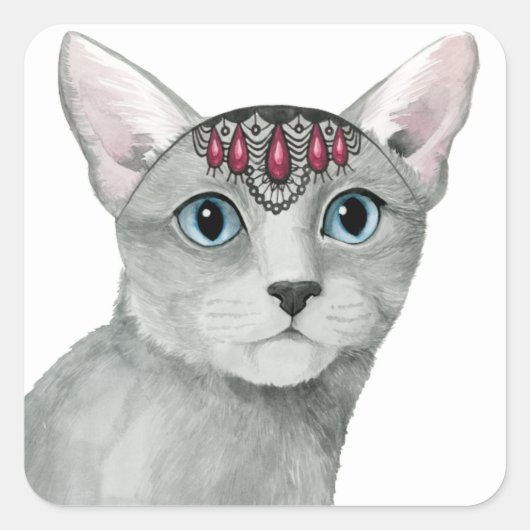 Sticker Carré Downton Cat | Bijoux (Devant)