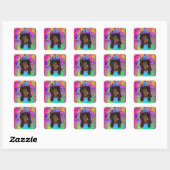 STICKER CARRÉ DOXIE NOIR & FEU À POILS LONGS (Feuille)
