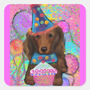 STICKER CARRÉ DOXIE ROUX AUX CHEVEUX LONGS