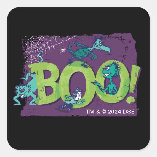 Sticker Carré Dr Seuss | BOO ! Graphique d'Halloween (Devant)