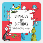 Sticker Carré Dr. Seuss - Caractères | ANNIVERSAIRE DE ENFANT (Devant)