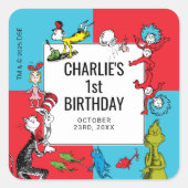 Sticker Carré Dr. Seuss - Caractères | ANNIVERSAIRE DE ENFANT (Devant)