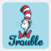 Sticker Carré Dr Seuss | Chat dans le problème du Casquette (Devant)