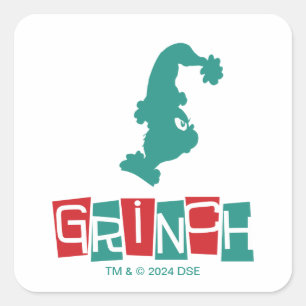 Sticker Carré Dr. Seuss Grinch - Rouge & Vert