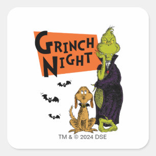 Sticker Carré Dr Seuss Hallowen Grinch Night Graphic