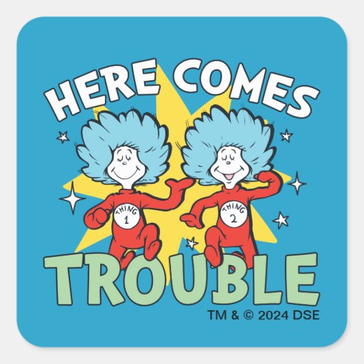 Sticker Carré Dr Seuss | Une Chose Deux Ici, C'Est Difficile (Devant)