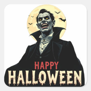 Sticker Carré Dracula vous souhaite une nuit Éffrayante