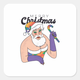 Sticker Carré Drag queen père Noël