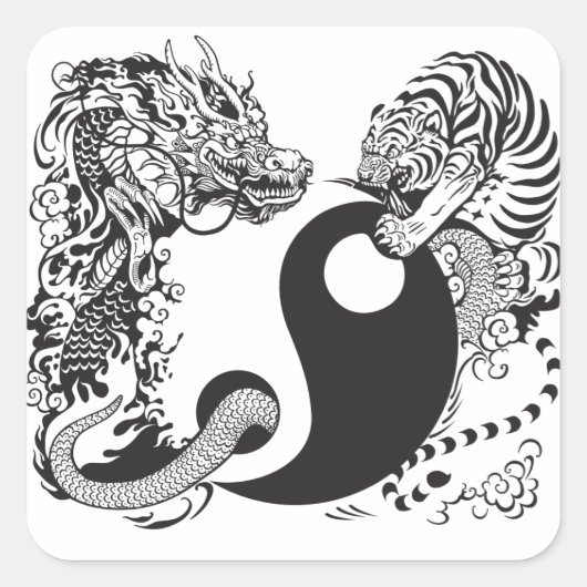 Sticker Carré dragon and tiger figfigting (Devant)