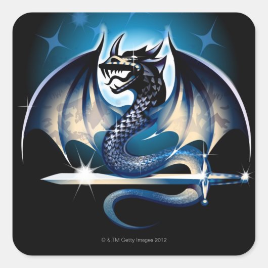 Sticker Carré Dragon avec épée (Devant)