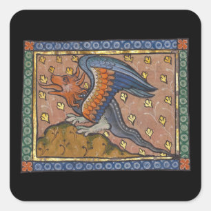 Sticker Carré Dragon Bestiaire Médiéval c. 1270