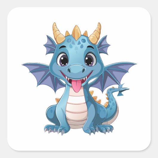 Sticker Carré dragon bleu (Devant)
