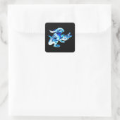 Sticker Carré Dragon bleu givre (Sac)
