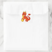 Sticker Carré Dragon Chinois Rouge (Sac)