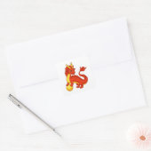Sticker Carré Dragon Chinois Rouge (Enveloppe)
