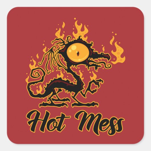 Sticker Carré Dragon Crise Mess Hot Mess (Devant)