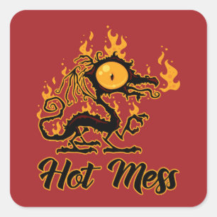 Sticker Carré Dragon Crise Mess Hot Mess