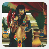 Sticker Carré Dragon de chat de la reine égyptienne (Devant)