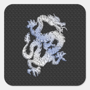 Sticker Carré Dragon de style Chrome dans Peau de serpent noir I