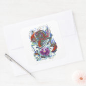 Sticker Carré Dragon d'eau Oriental cool Lotus (Enveloppe)