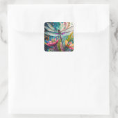 Sticker Carré Dragon d'encre et d'aquarelle de stylet (Sac)