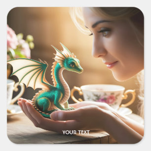 Sticker Carré Dragon d'Iridescente minuscule Imaginaire