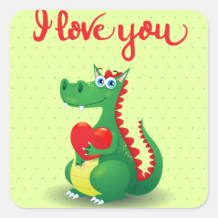 Sticker Carré Dragon en amour