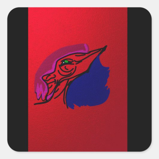 Sticker Carré Dragon Fashionista  (Devant)