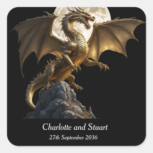 Sticker Carré Dragon Féroce Debout (Devant)