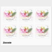 Sticker Carré Dragon Fruit et rose Orchid Tropical (Feuille)
