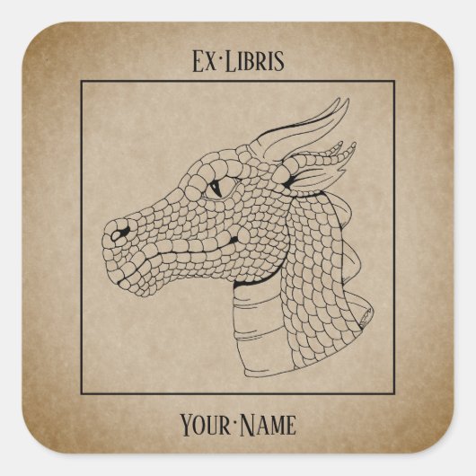 Sticker Carré Dragon Head in Profile B&W Boplate (Devant)