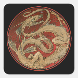 Sticker Carré Dragon Lore Art Nouveau