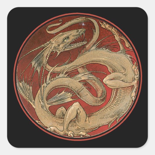Sticker Carré Dragon Lore Art Nouveau (Devant)