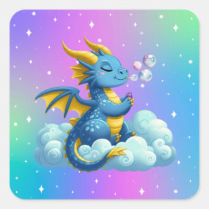 Sticker Carré Dragon mignon/Whimsical