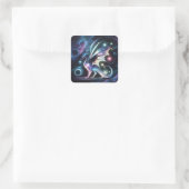 Sticker Carré Dragon papillon spatial (Sac)