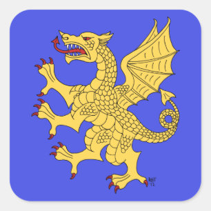 Sticker Carré Dragon Rampant Ou