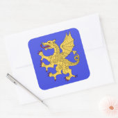 Sticker Carré Dragon Rampant Ou (Enveloppe)