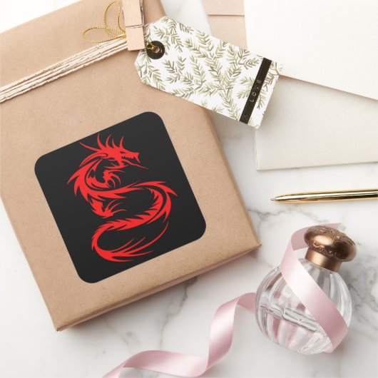 Sticker Carré Dragon rouge (Cadeaux)
