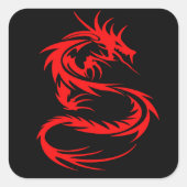 Sticker Carré Dragon rouge (Devant)