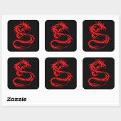 Sticker Carré Dragon rouge (Feuille)