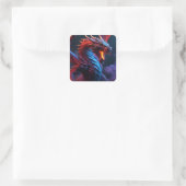 Sticker Carré Dragon rouge et bleu (Sac)