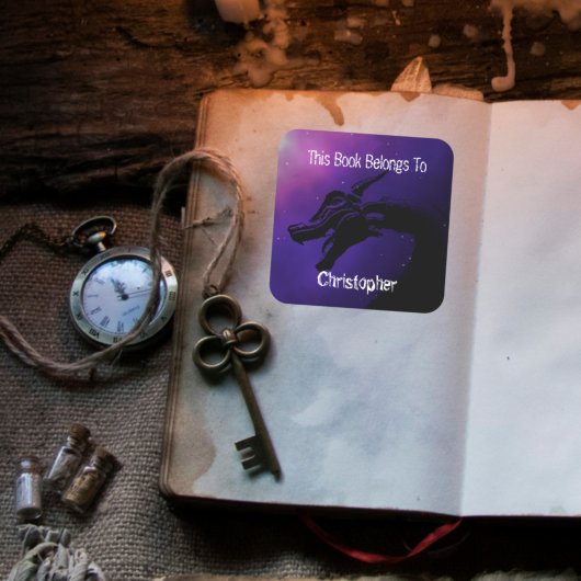 Sticker Carré Dragon This book belongs to