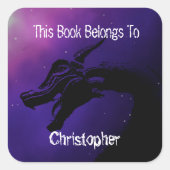 Sticker Carré Dragon This book belongs to (Devant)