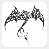 Sticker Carré Dragon tribal celtique noir blanc (Devant)