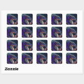 Sticker Carré Dragon violet magique (Feuille)