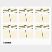 Sticker Carré Dragonfly miniature sur Arrière - plan blanc (Feuille)